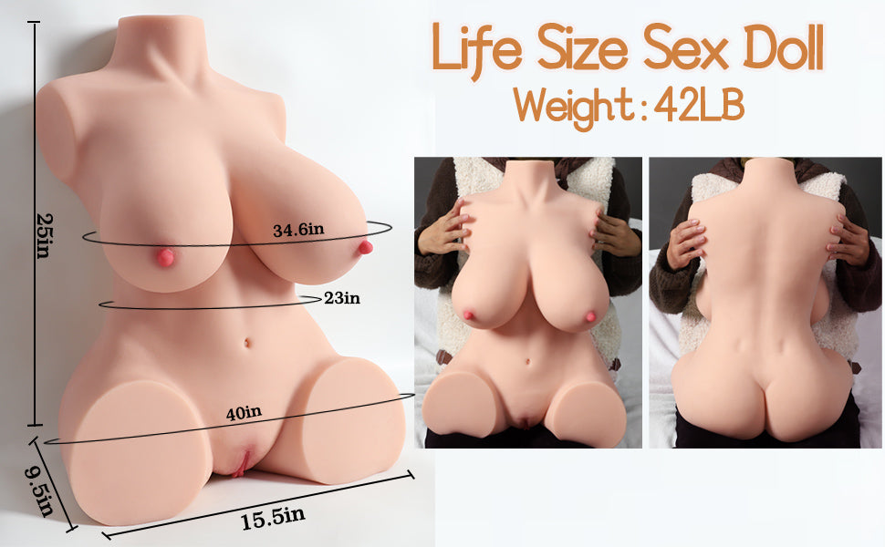 42LB Lifelike Sex Doll for Men Male Masturbator with Realistic Papaya Breasts