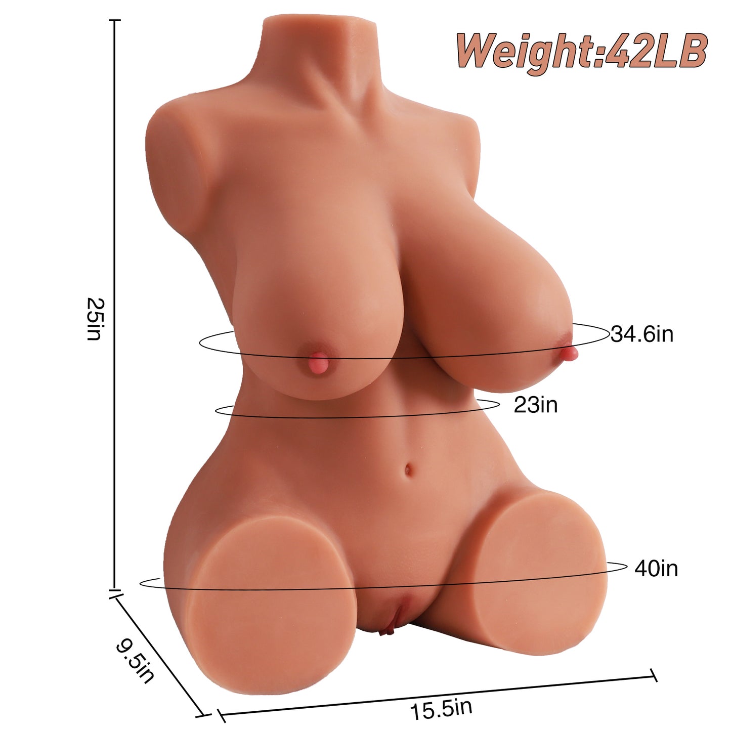 Brown Life Size Sex Doll for Men with Realistic Papaya Breasts 42LB