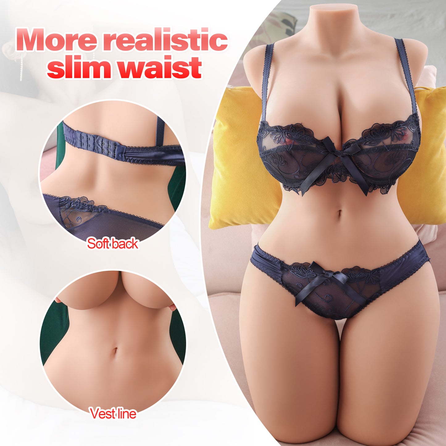 72LB Full Size Sex Doll Torso Male Masturbator with Lifelike Big Boobs Pussy Ass Butt