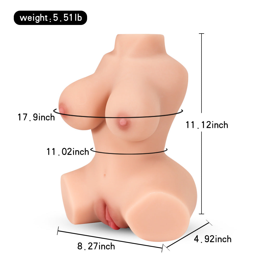 6 LB Lifelike Sex Doll Torso Male Masturbator Toy with Big Boobs Tight Vagina Anal Tunnels