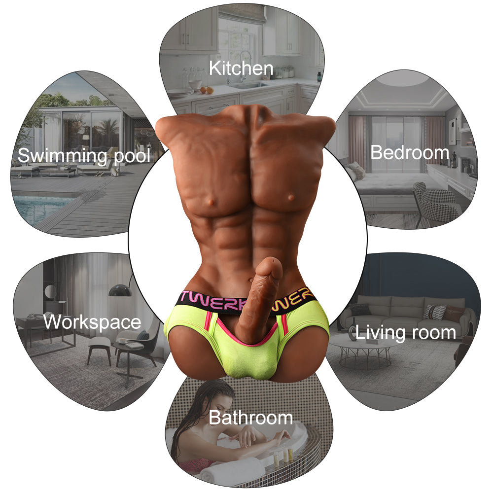 Male Sex Doll with Realistic Dildo Sex Toys for Women (Brown 17LB)