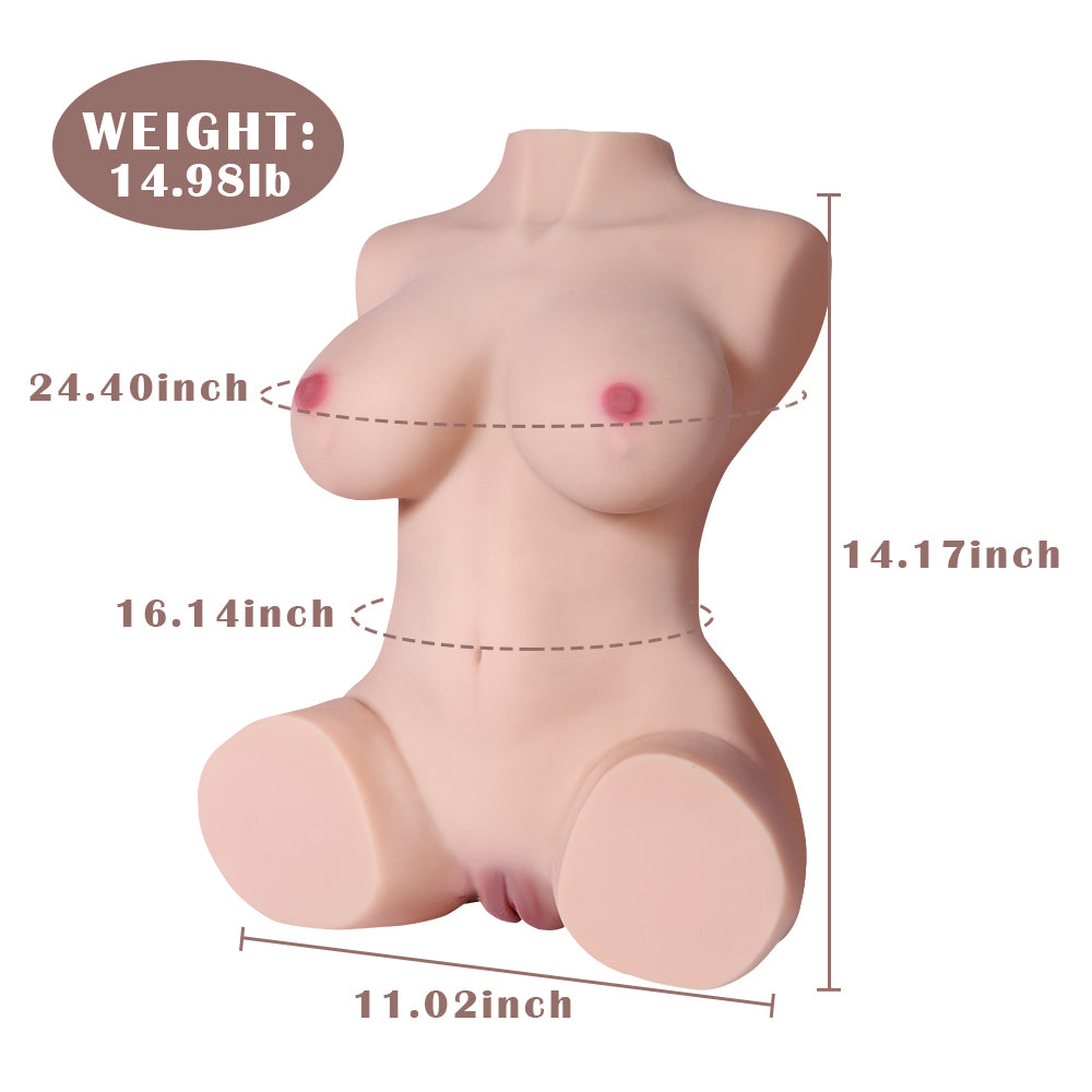 14.98 LB Sex Doll Male Masturbator with Torso, 3 in 1 Realistic Big Boobs Tight Vaginal & Anal for Men