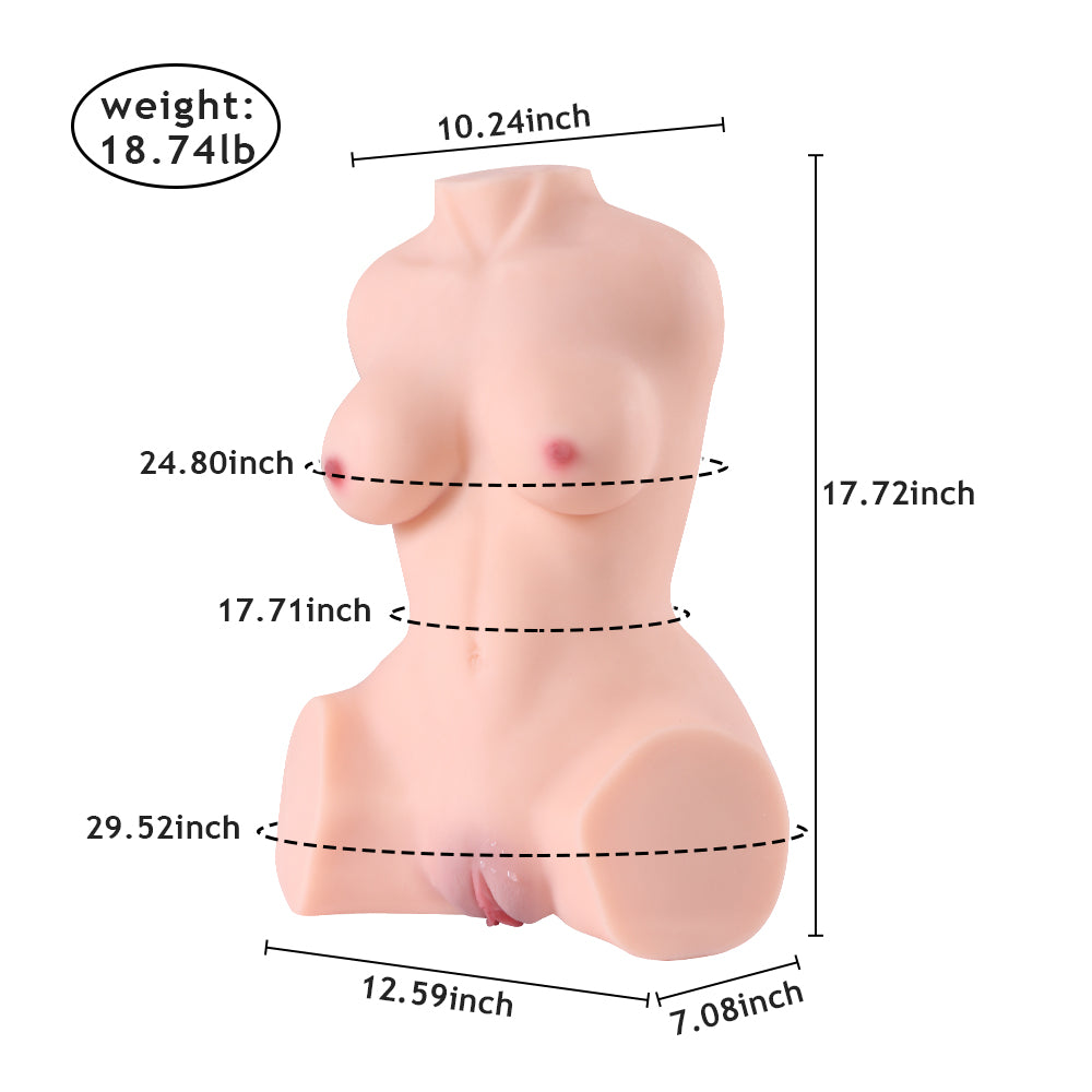 18.7 LB Sex Doll Male Masturbator with Torso, 3 in 1 Realistic Big Boobs Tight Vaginal & Anal for Men
