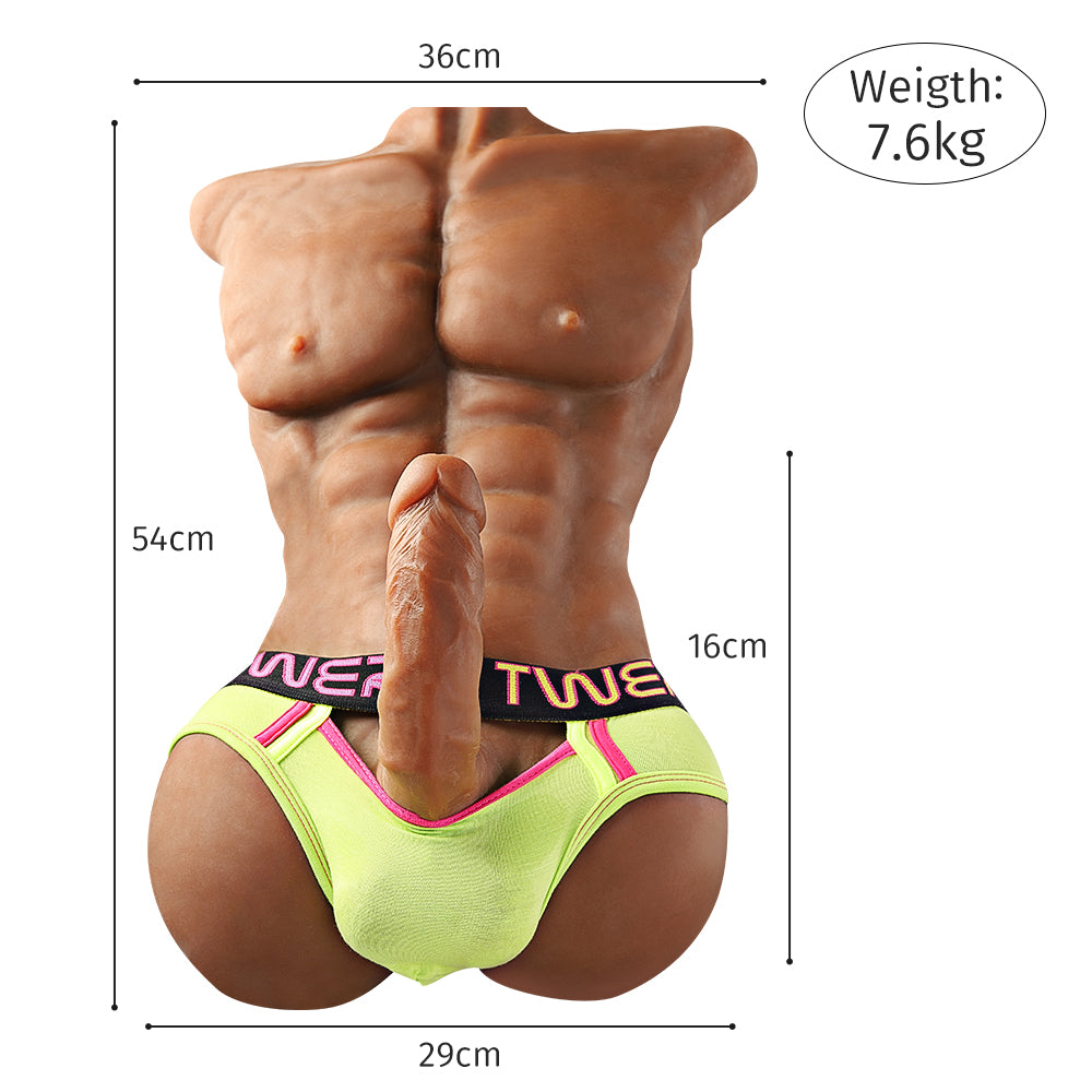 Male Sex Doll with Realistic Dildo Sex Toys for Women (Brown 17LB)