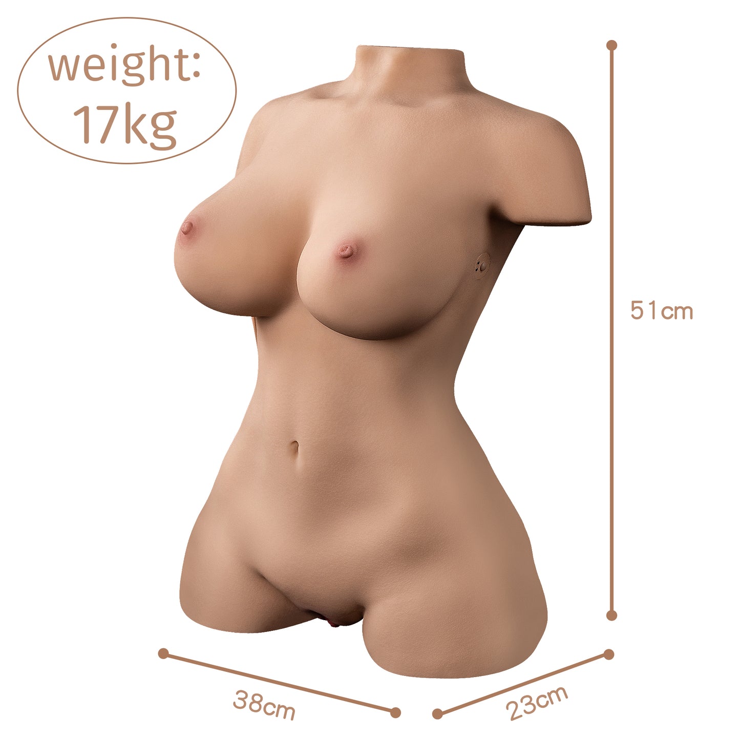37.5LB Lifelike Sex Doll Male Masturbator with 5 Suction & Vibration Modes, Realistic Male Sex Toys for Men Pleasure