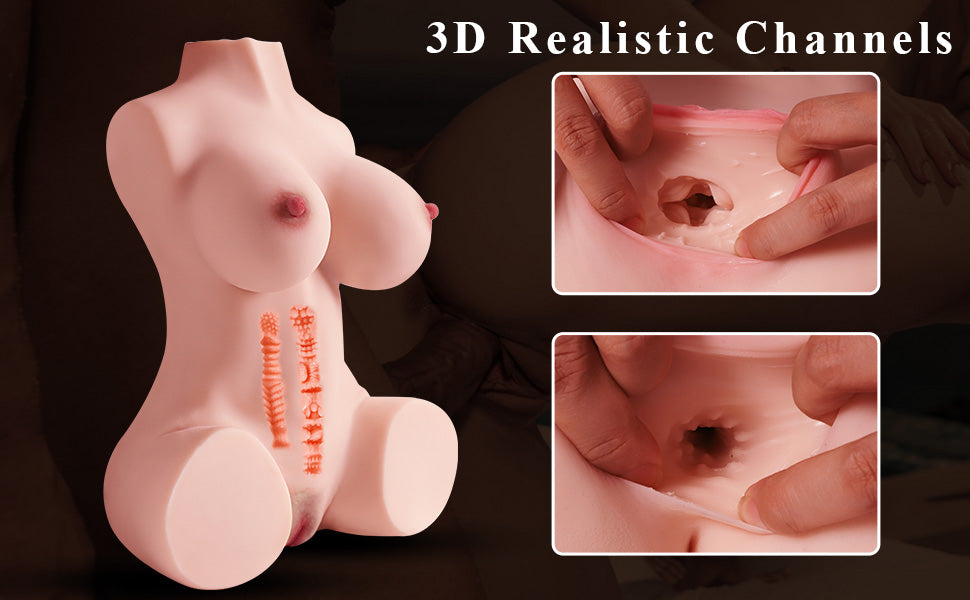 3 in 1 Love Doll Female Body Torso Doll Male Sex Toys (17Ibs, 16.6x14x6.3In)