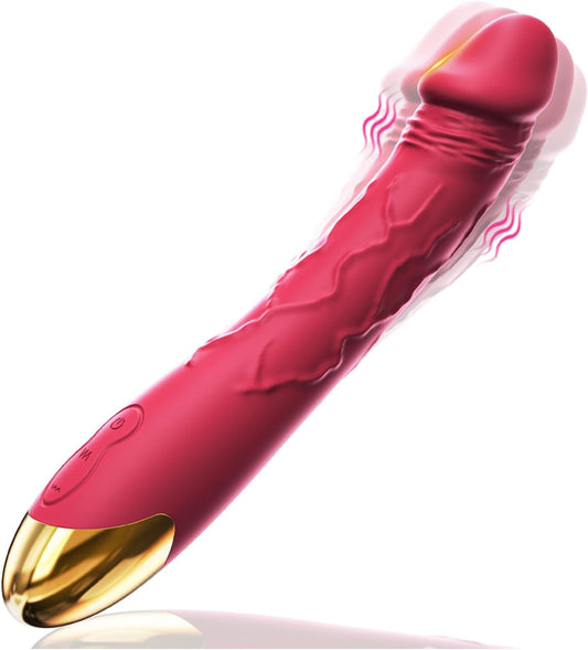 Amwama 7.6 Inch Realistic Dildo Vibrator for Women，10 Powerful Vibration Modes for Clitoral and G-spot Stimulation, Waterproof Rose Adult Sex Toys for Women and Couples