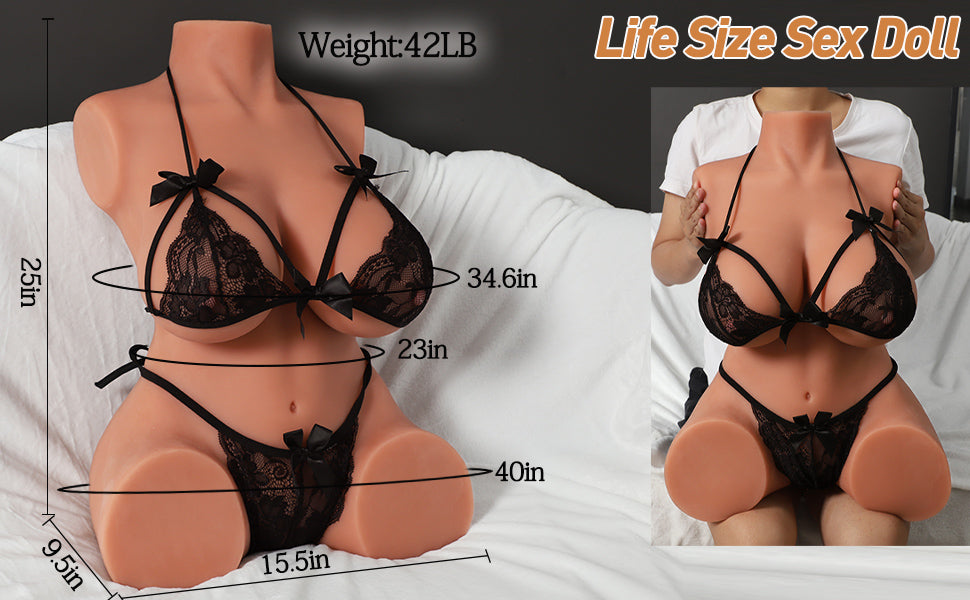Brown Life Size Sex Doll for Men with Realistic Papaya Breasts 42LB